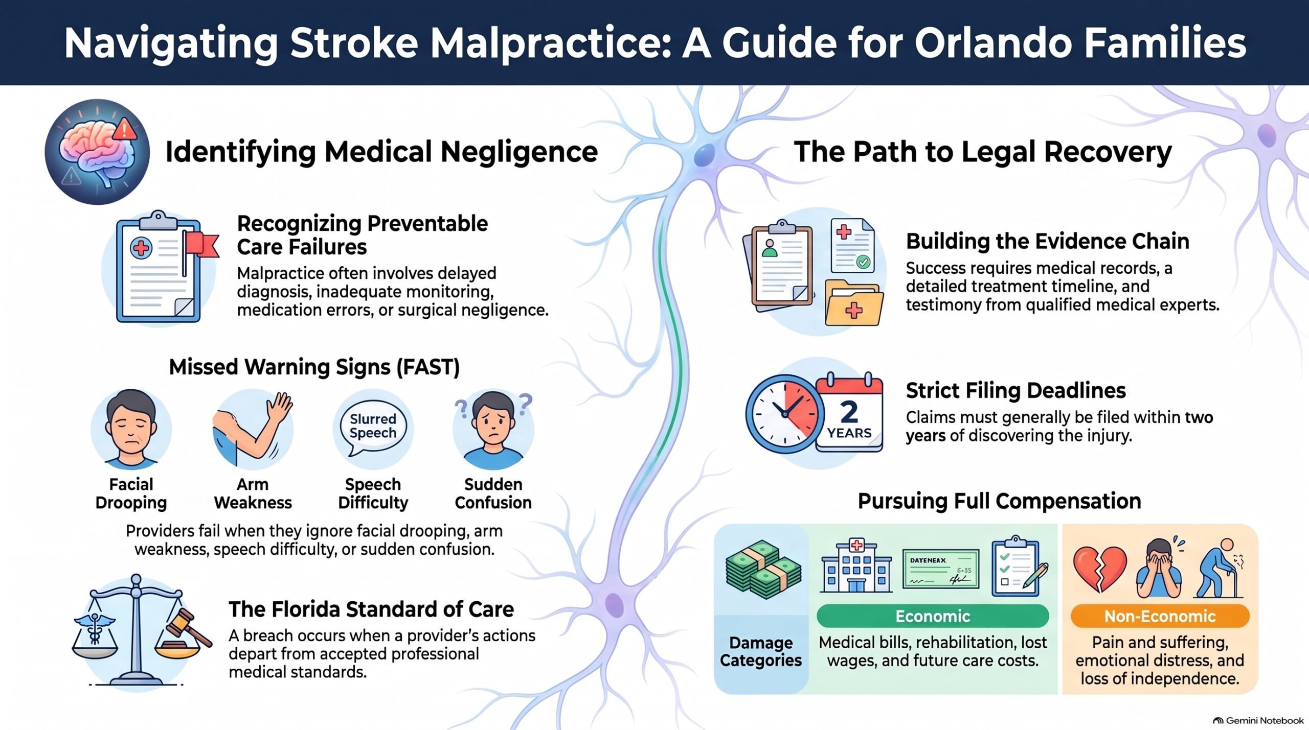 Guía Legal de Negligencia Médica por Accidente Cerebrovascular en Orlando