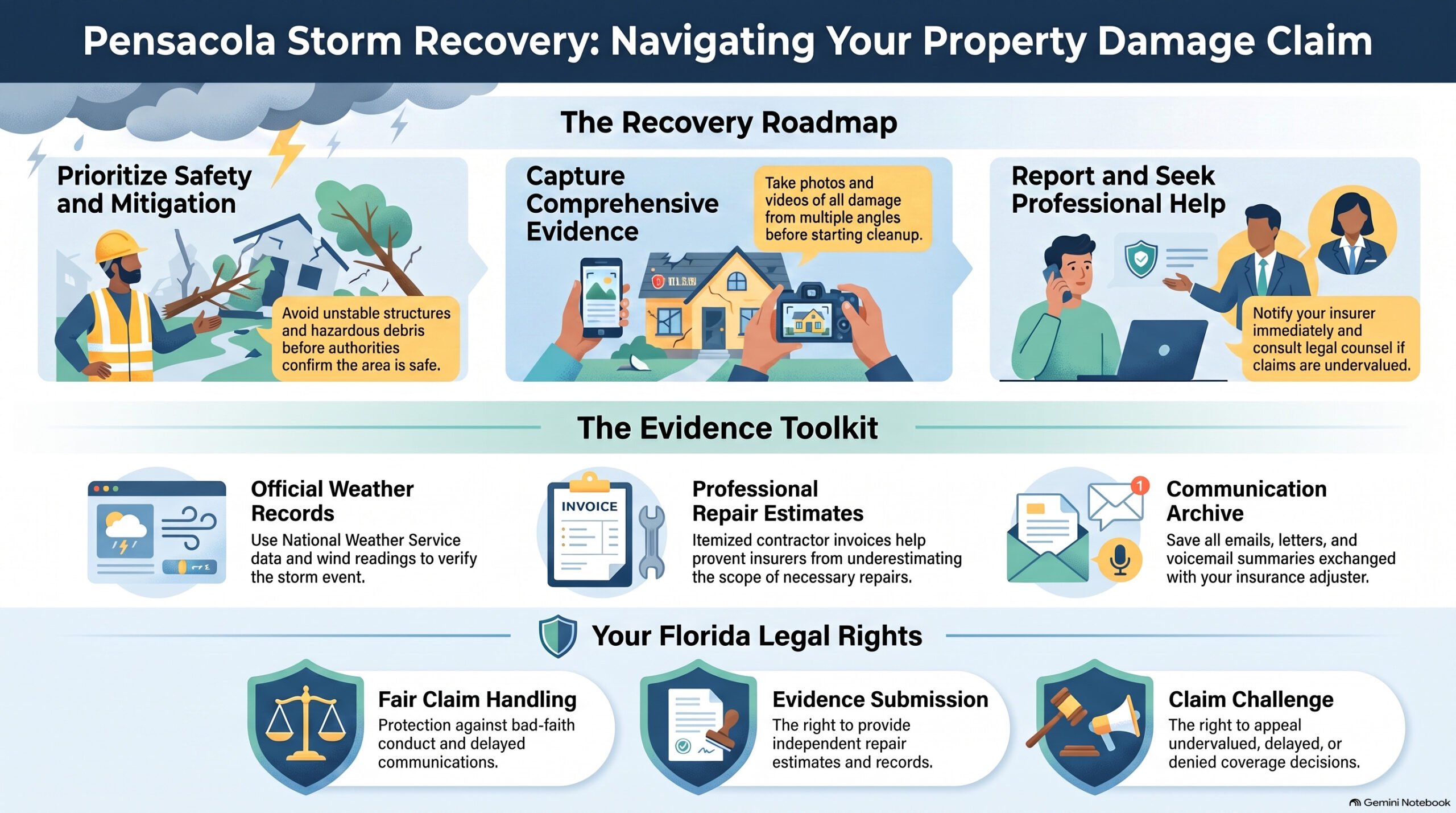 Guía de Reclamación por Recuperación de Tormentas en Pensacola