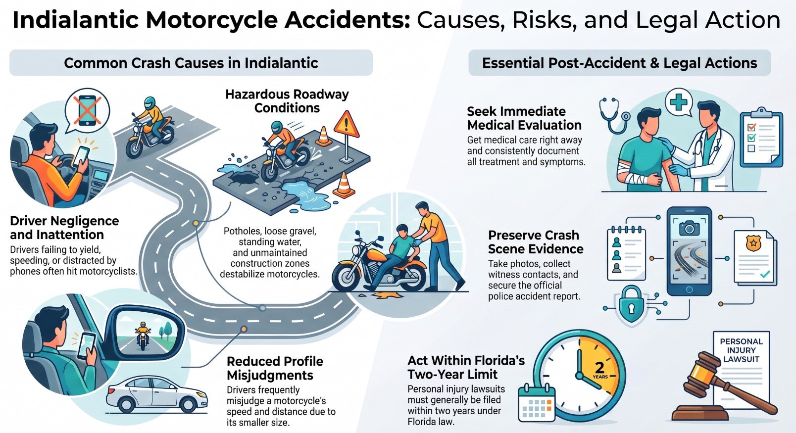 Causas de Accidentes de Motocicleta en Indialantic Abogado