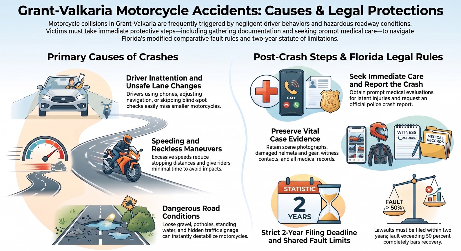 Causas de Accidentes de Motocicleta en Grant Valkaria Abogado
