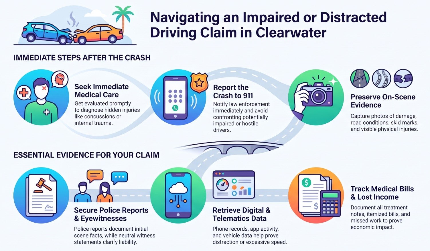 Abogado de Accidentes de Coche en Clearwater por Conducción Impedida y Distractiva