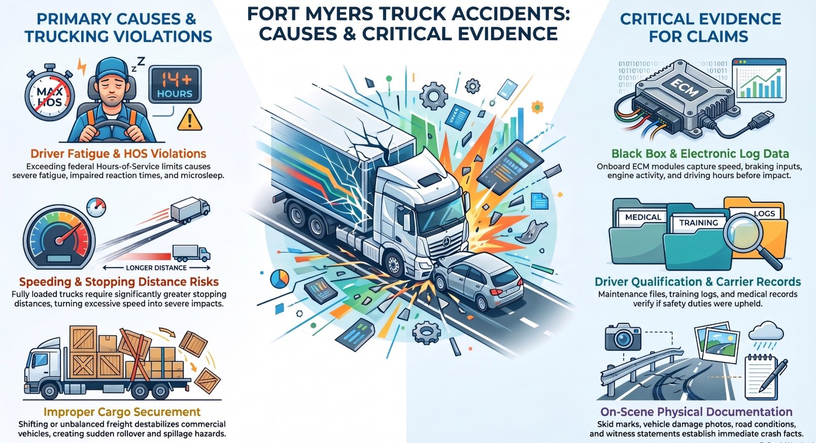 Fort Myers Truck Accident Causes & Trucking Violations Lawyer
