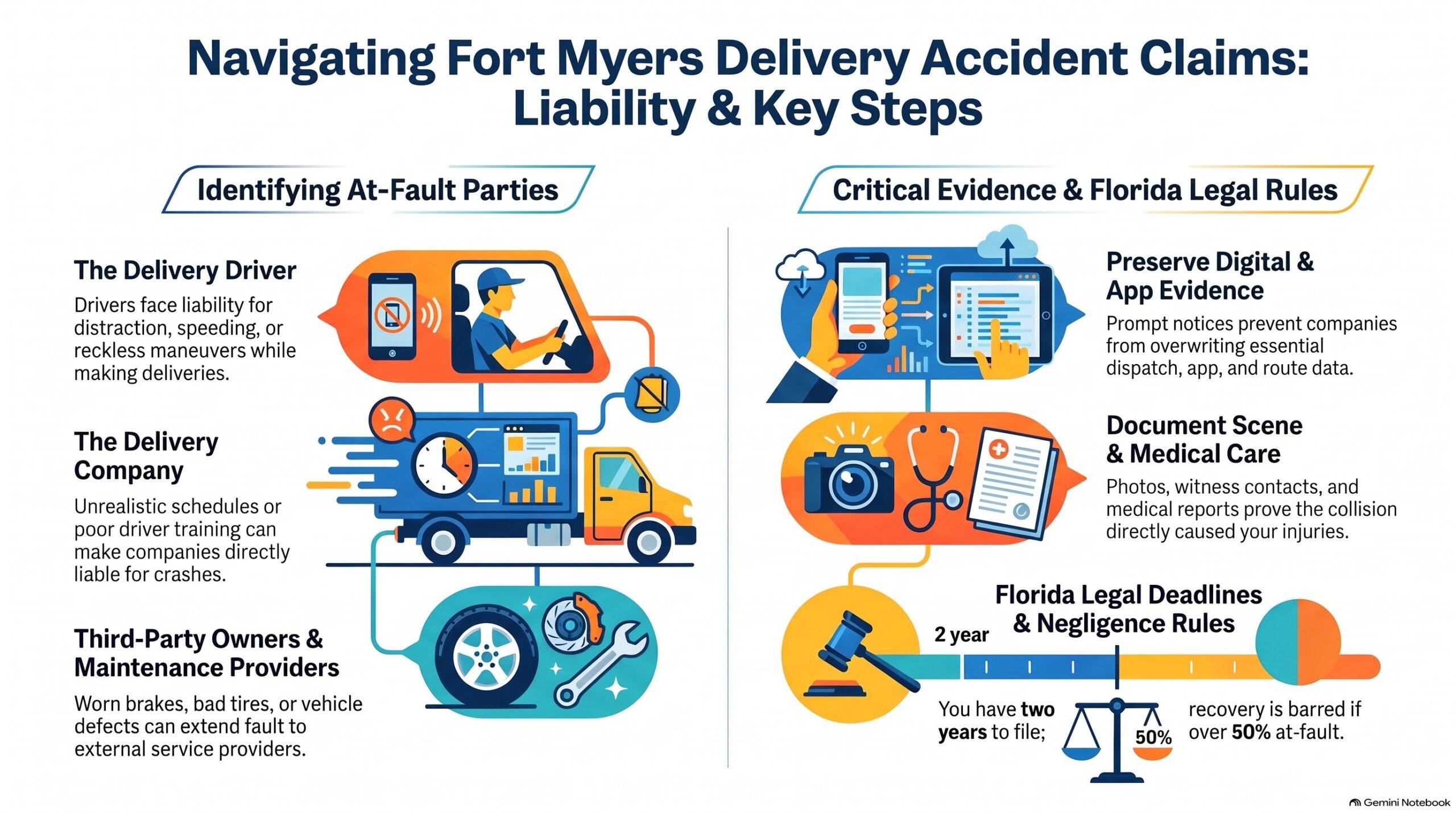 Reclamaciones por Accidentes de Entrega en Fort Myers