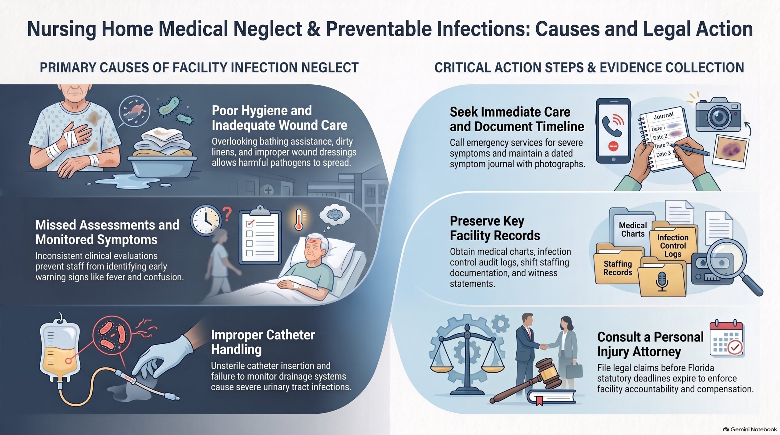 Infografía sobre la Negligencia en Infecciones de Hogares de Ancianos