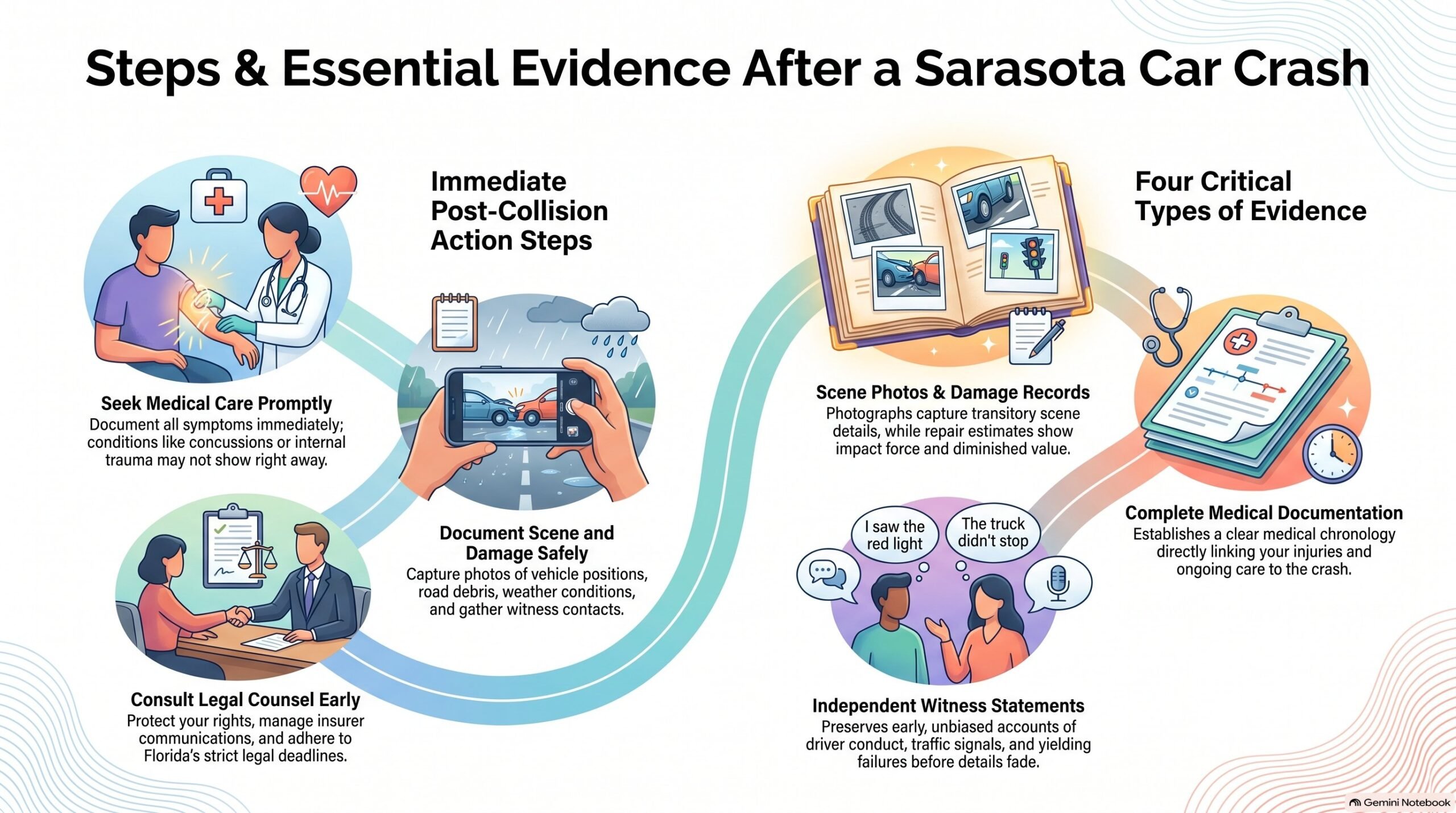Post-Car Crash Steps and Evidence